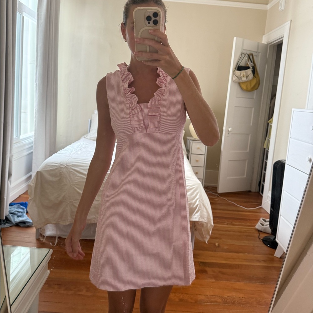 Pink Ruffled Sleeveless Dress Lily Pulitzer (size 2)